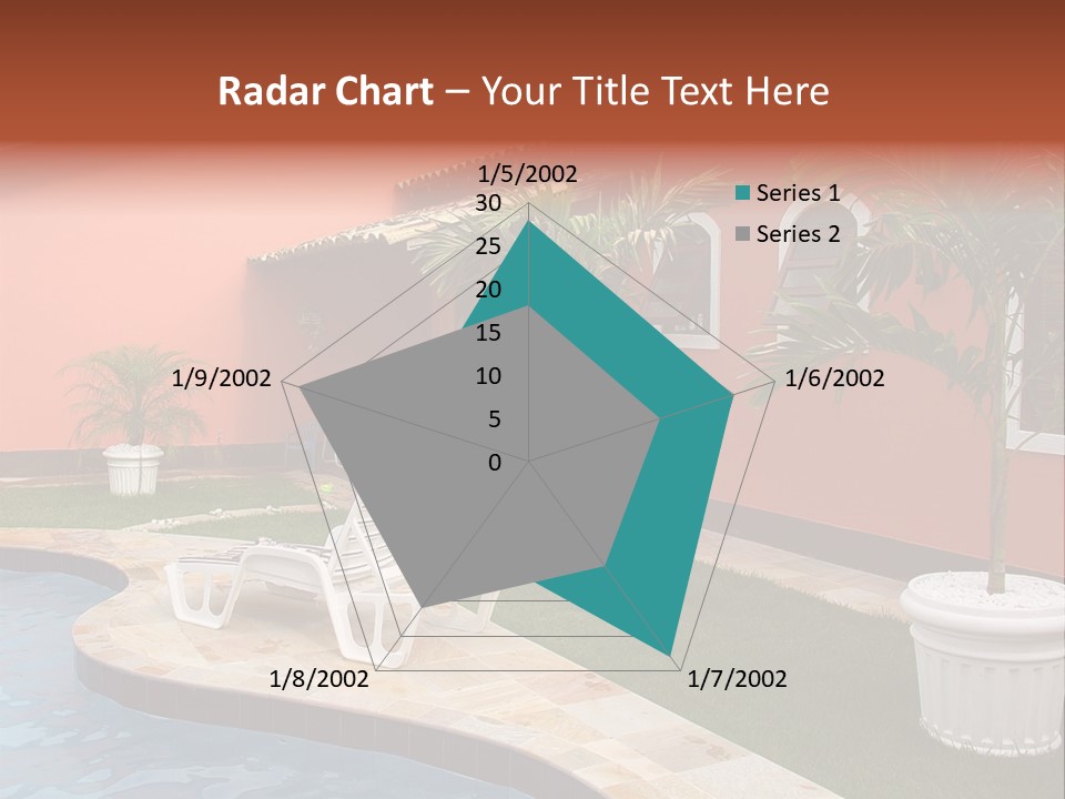 Colonial Red House With Swimming Pool PowerPoint Template