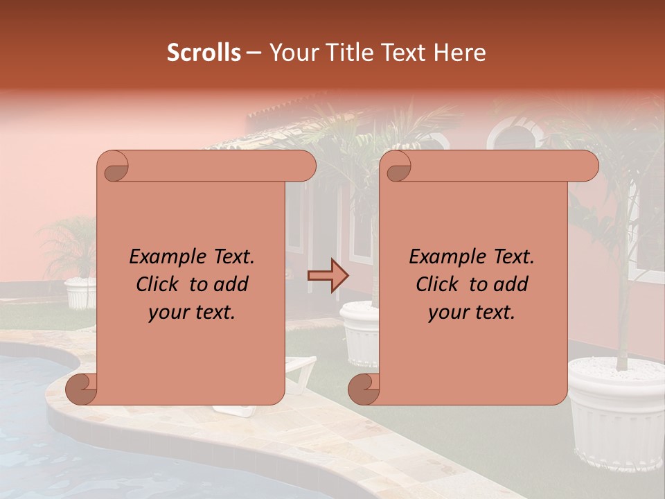 Colonial Red House With Swimming Pool PowerPoint Template