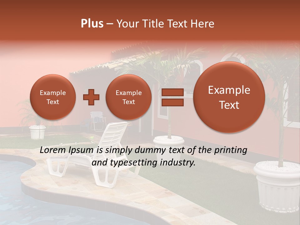 Colonial Red House With Swimming Pool PowerPoint Template