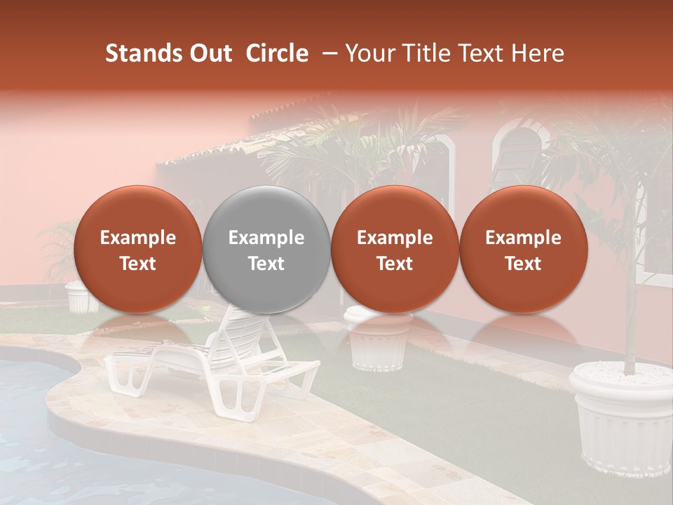 Colonial Red House With Swimming Pool PowerPoint Template