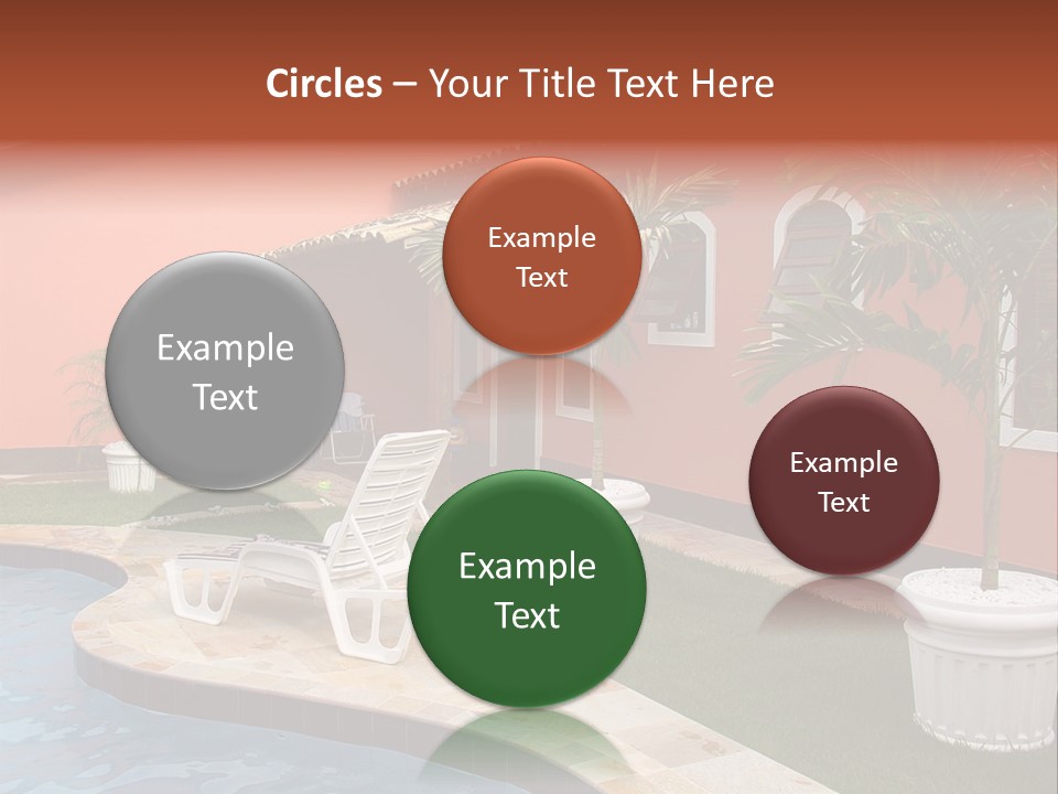 Colonial Red House With Swimming Pool PowerPoint Template