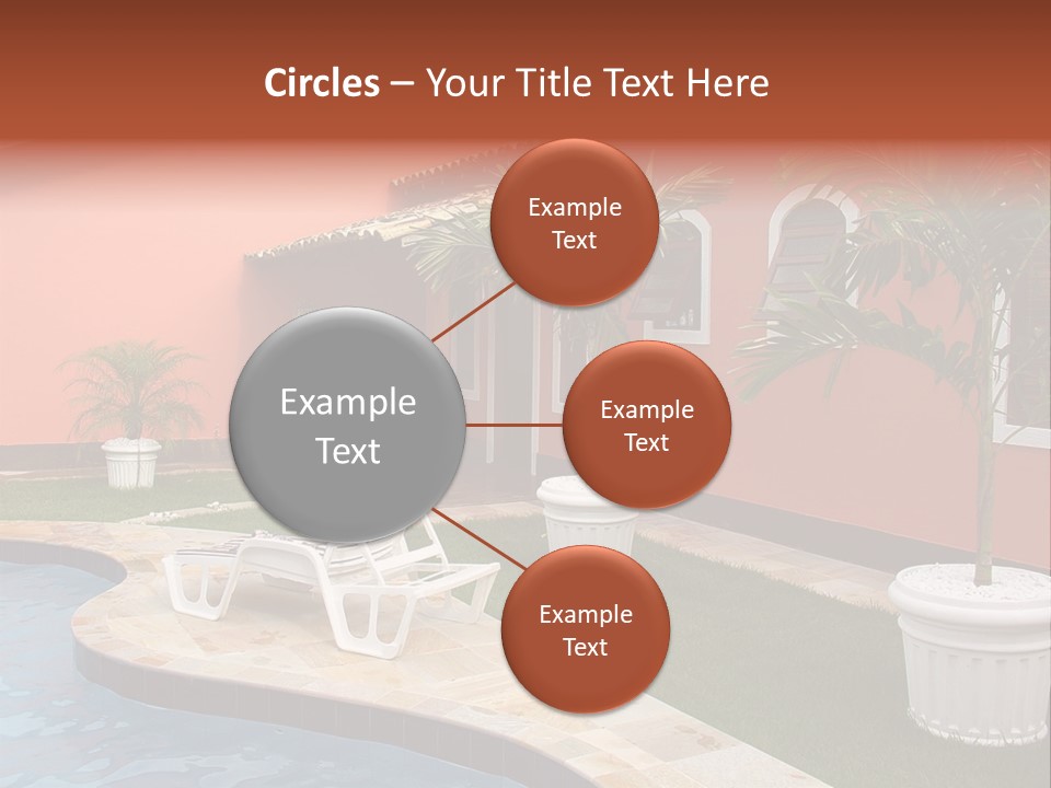 Colonial Red House With Swimming Pool PowerPoint Template