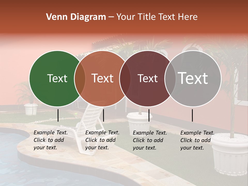 Colonial Red House With Swimming Pool PowerPoint Template