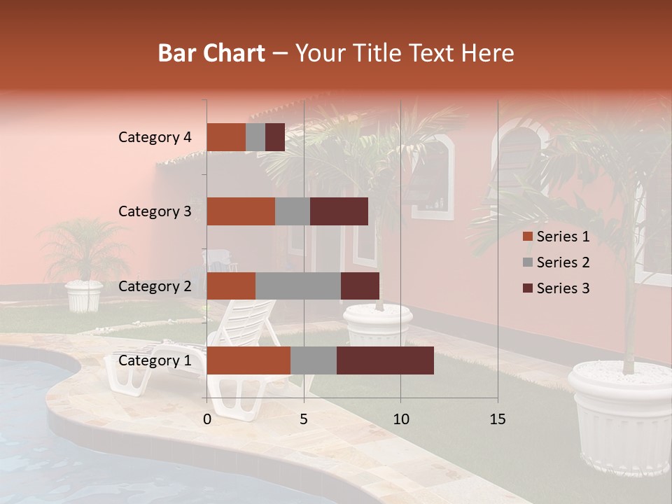 Colonial Red House With Swimming Pool PowerPoint Template