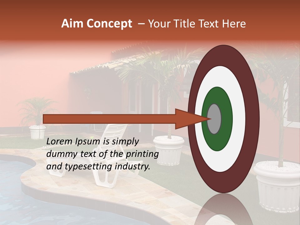 Colonial Red House With Swimming Pool PowerPoint Template