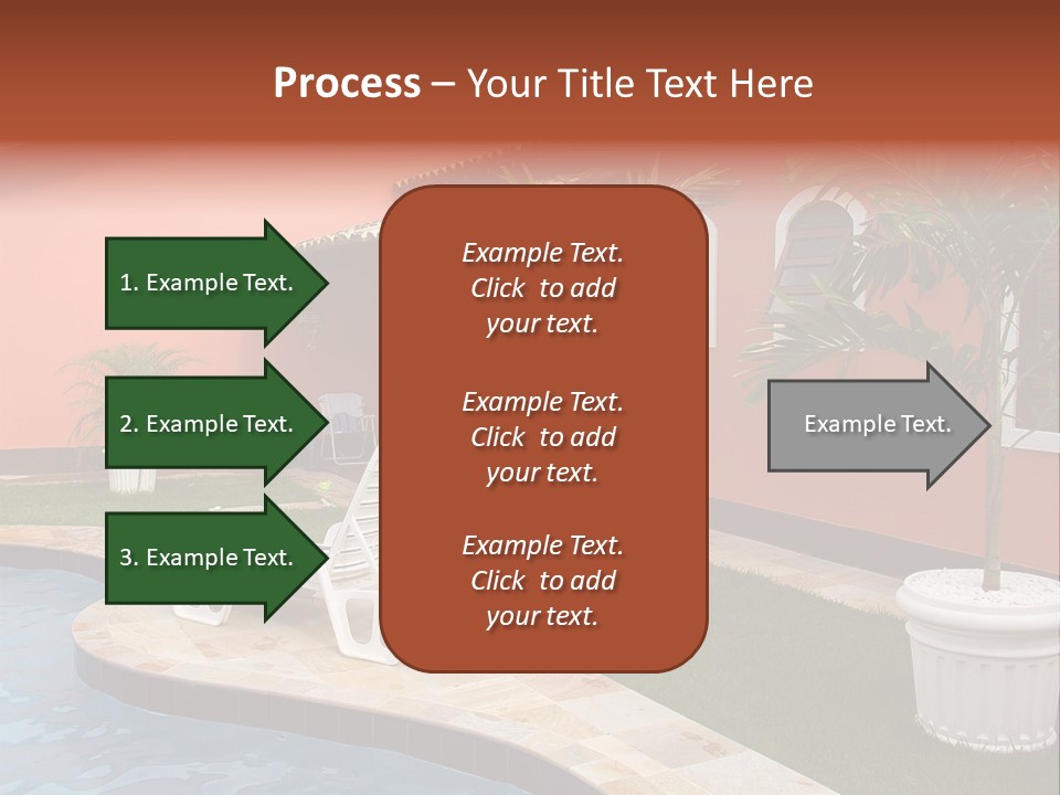 Colonial Red House With Swimming Pool PowerPoint Template