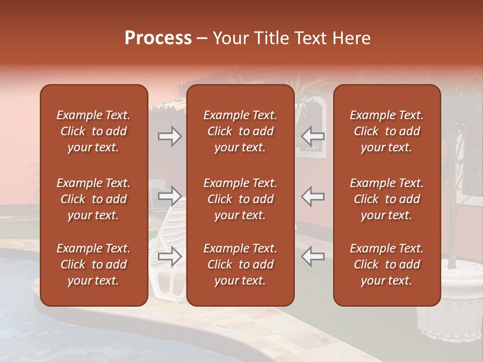 Colonial Red House With Swimming Pool PowerPoint Template