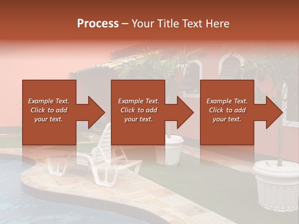 Colonial Red House With Swimming Pool PowerPoint Template