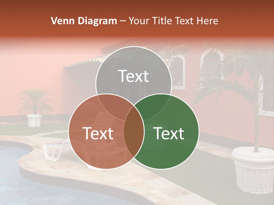 Colonial Red House With Swimming Pool PowerPoint Template