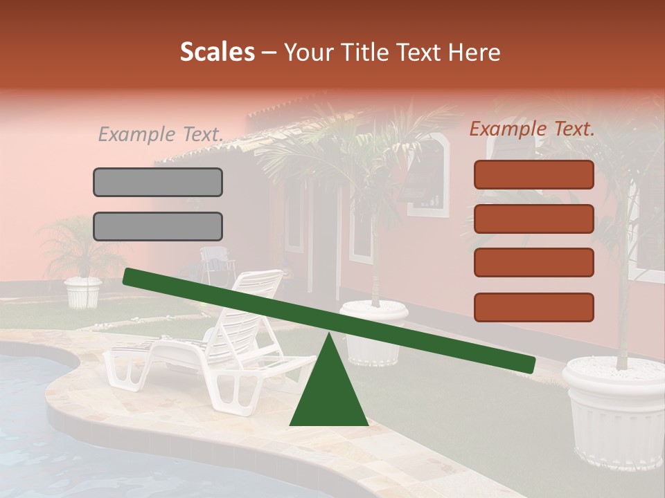 Colonial Red House With Swimming Pool PowerPoint Template