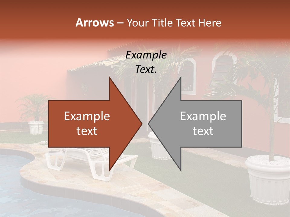 Colonial Red House With Swimming Pool PowerPoint Template