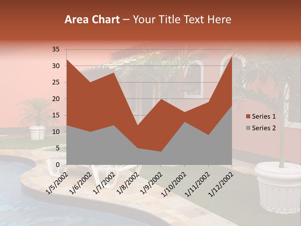 Colonial Red House With Swimming Pool PowerPoint Template