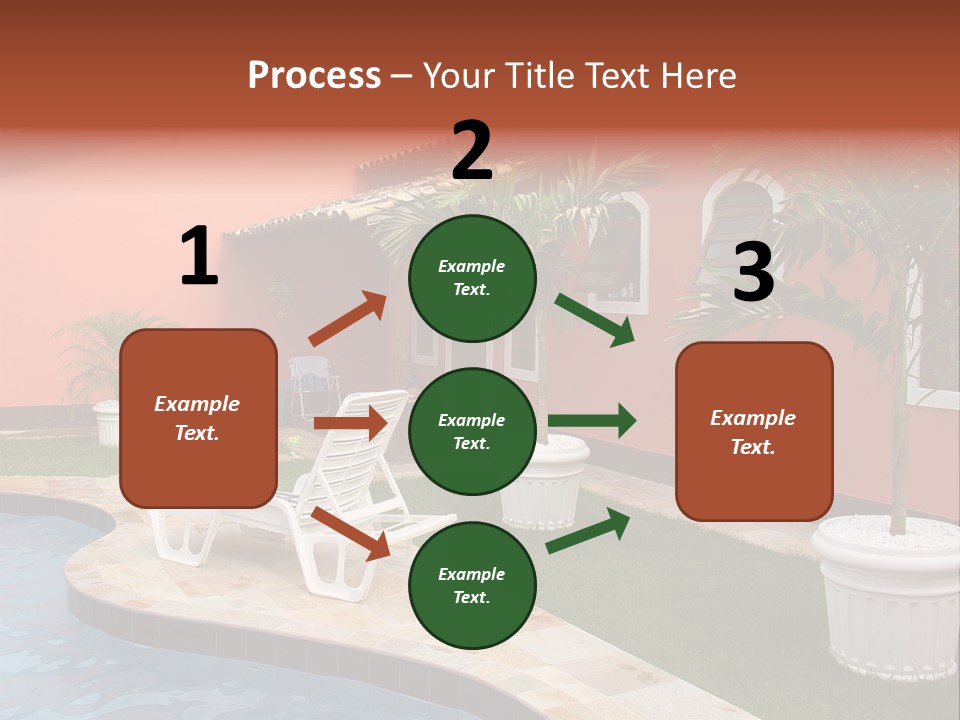 Colonial Red House With Swimming Pool PowerPoint Template