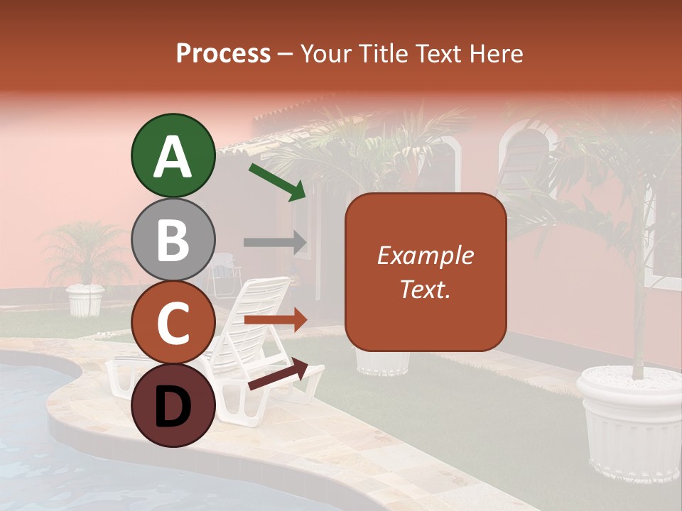 Colonial Red House With Swimming Pool PowerPoint Template