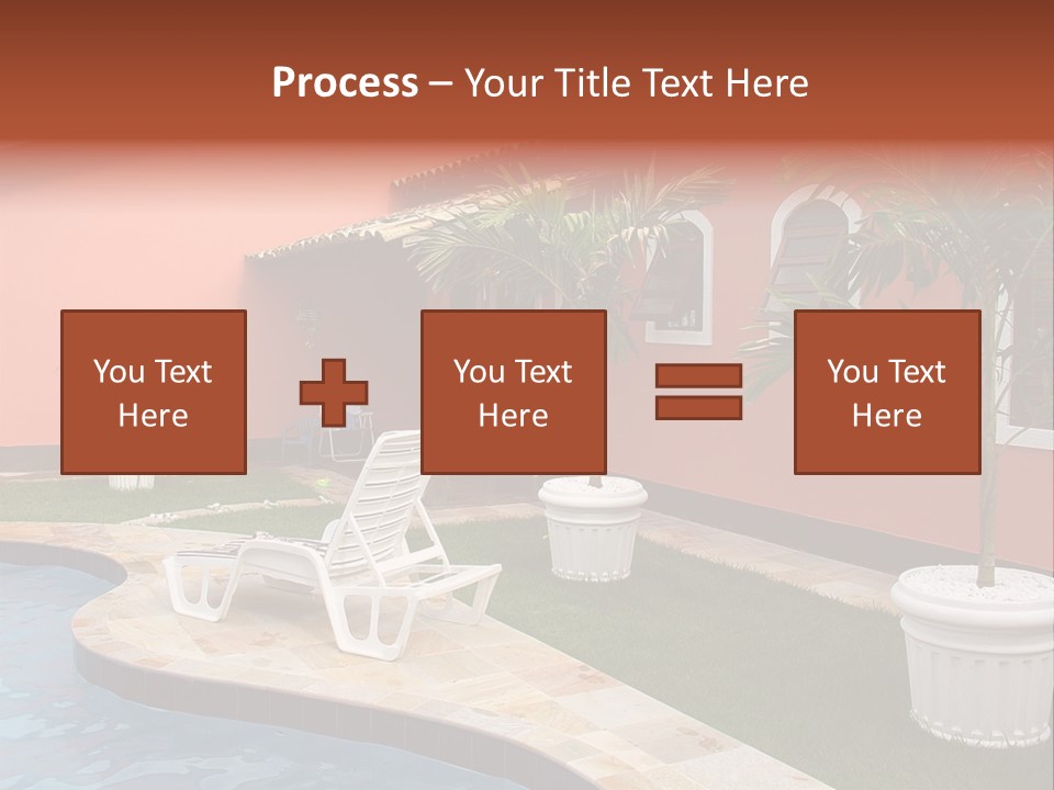 Colonial Red House With Swimming Pool PowerPoint Template