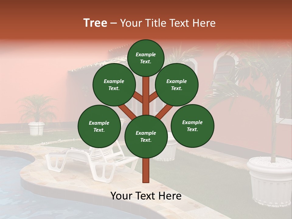 Colonial Red House With Swimming Pool PowerPoint Template