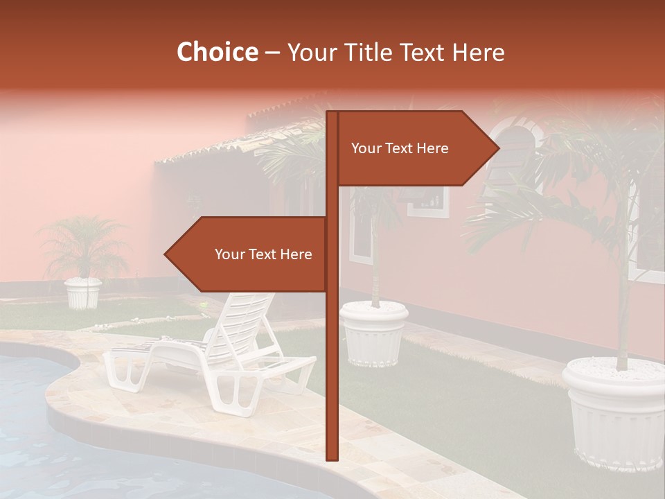 Colonial Red House With Swimming Pool PowerPoint Template