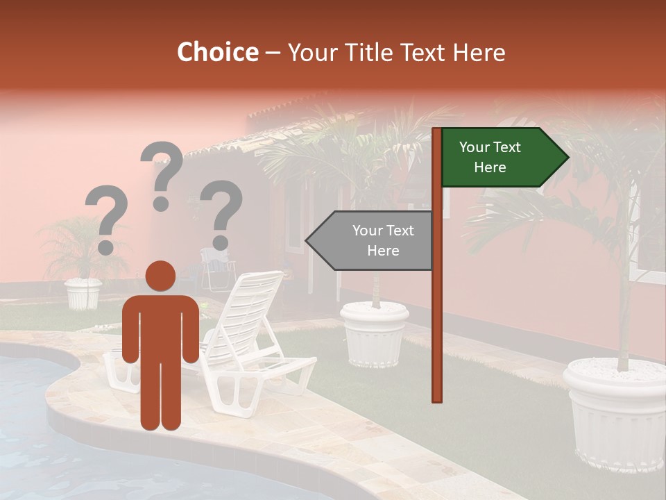 Colonial Red House With Swimming Pool PowerPoint Template