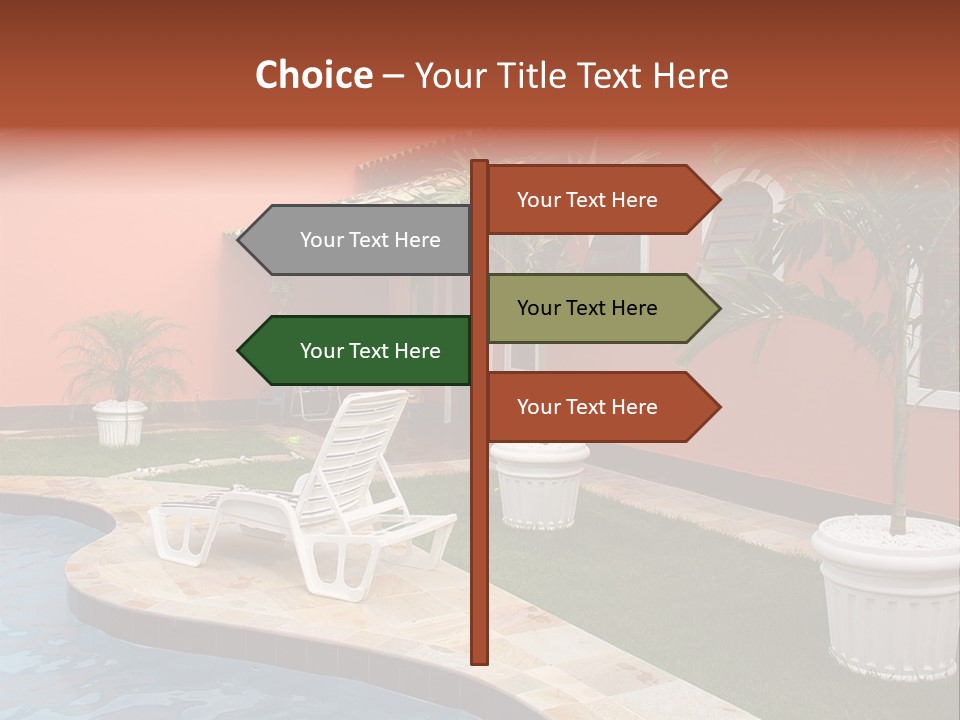 Colonial Red House With Swimming Pool PowerPoint Template