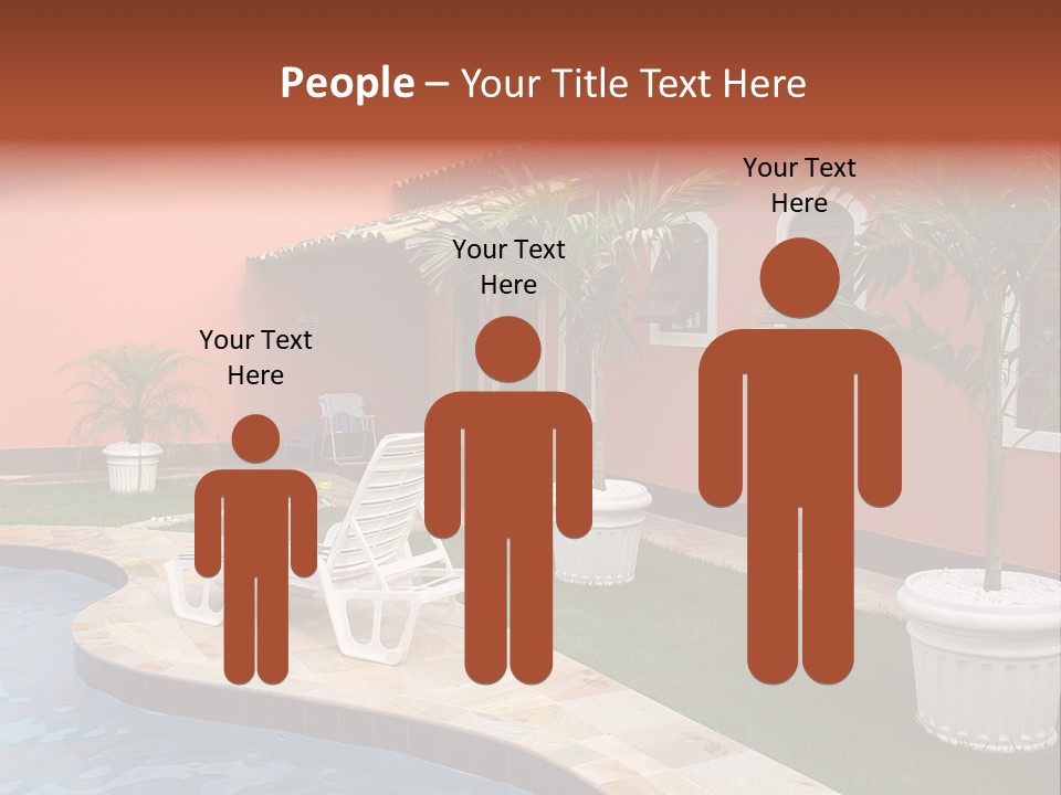 Colonial Red House With Swimming Pool PowerPoint Template