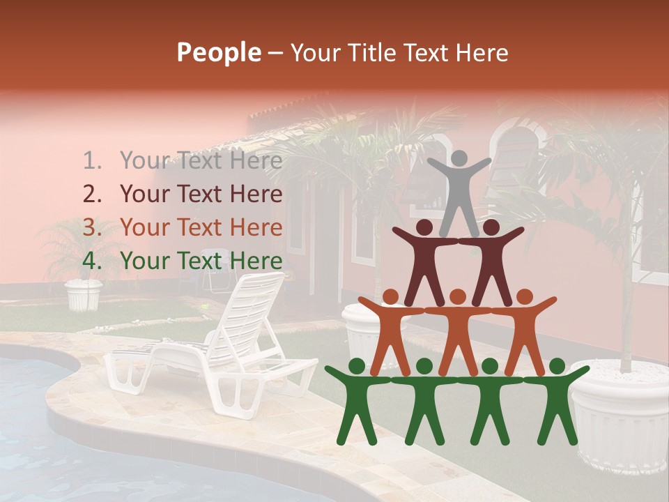 Colonial Red House With Swimming Pool PowerPoint Template