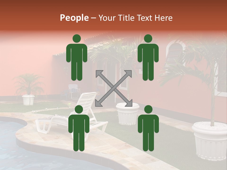 Colonial Red House With Swimming Pool PowerPoint Template