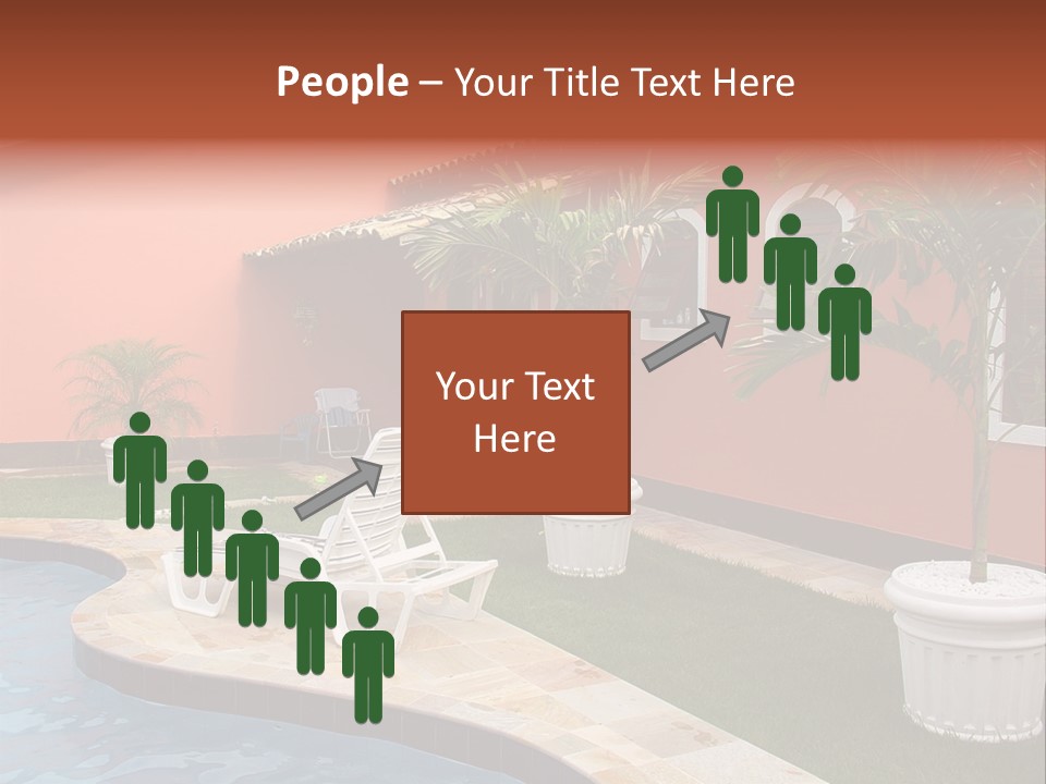 Colonial Red House With Swimming Pool PowerPoint Template