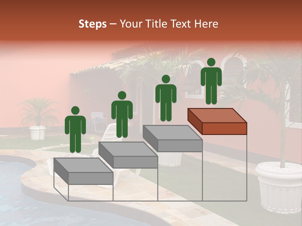 Colonial Red House With Swimming Pool PowerPoint Template