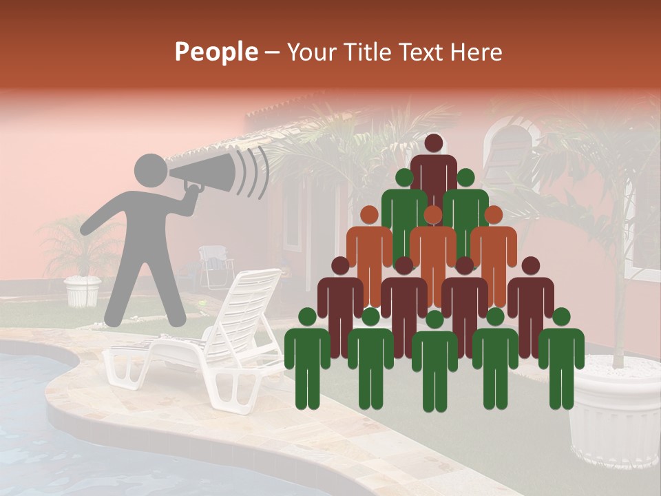 Colonial Red House With Swimming Pool PowerPoint Template