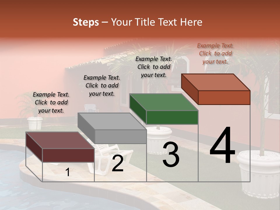 Colonial Red House With Swimming Pool PowerPoint Template