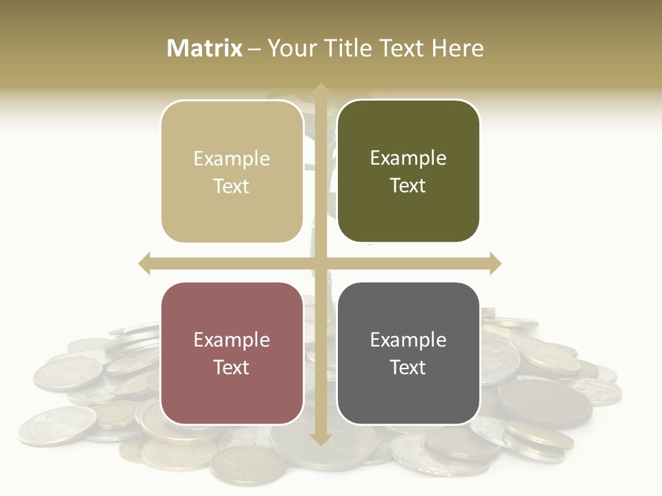 Coins And Plant Isolated On White Background PowerPoint Template