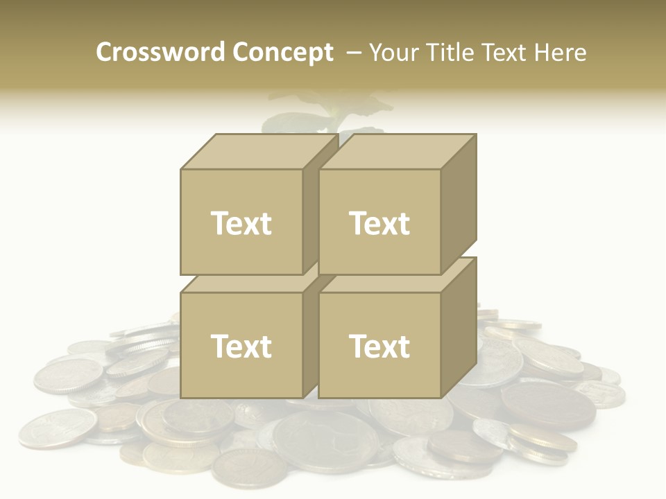 Coins And Plant Isolated On White Background PowerPoint Template