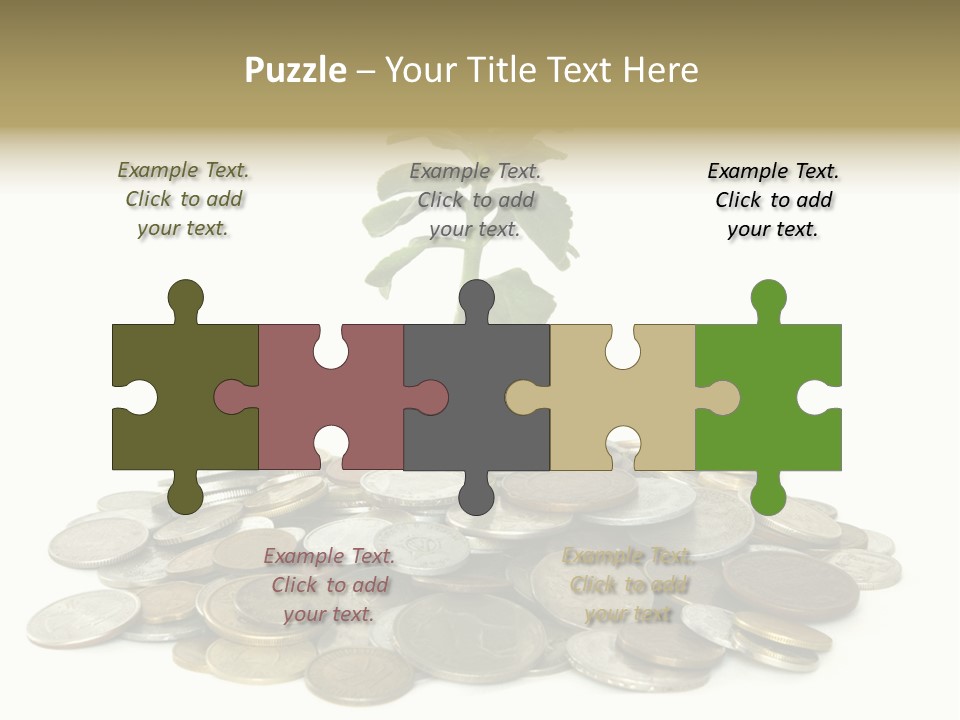 Coins And Plant Isolated On White Background PowerPoint Template