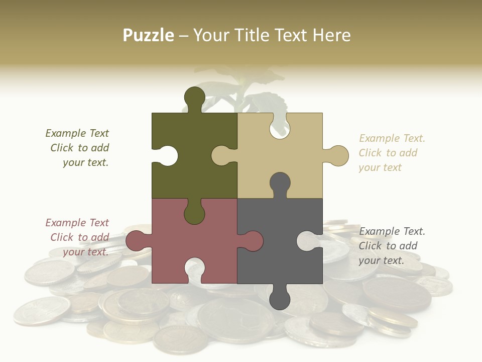 Coins And Plant Isolated On White Background PowerPoint Template