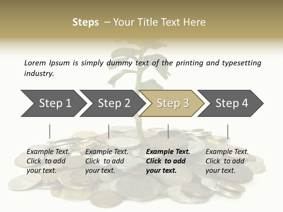 Coins And Plant Isolated On White Background PowerPoint Template