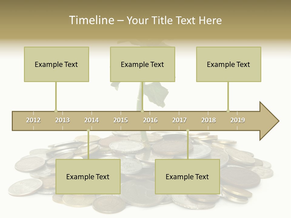 Coins And Plant Isolated On White Background PowerPoint Template