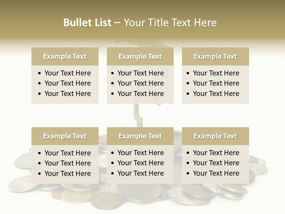 Coins And Plant Isolated On White Background PowerPoint Template