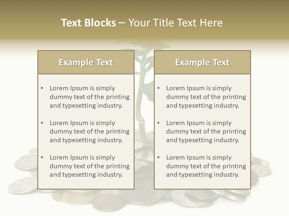 Coins And Plant Isolated On White Background PowerPoint Template