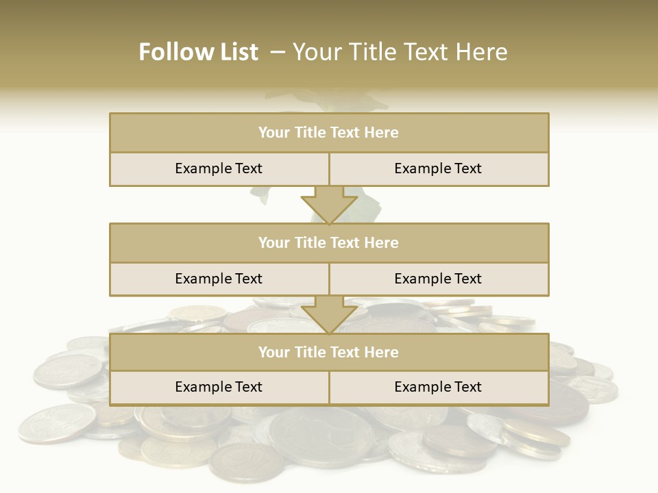 Coins And Plant Isolated On White Background PowerPoint Template