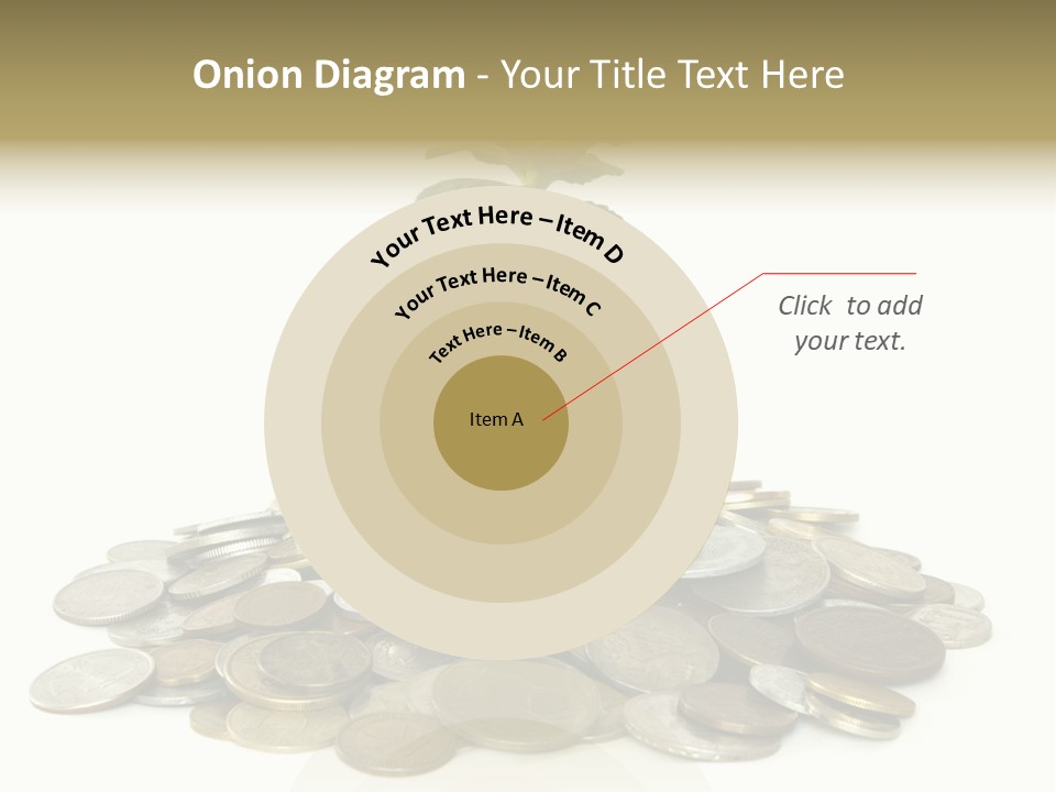 Coins And Plant Isolated On White Background PowerPoint Template