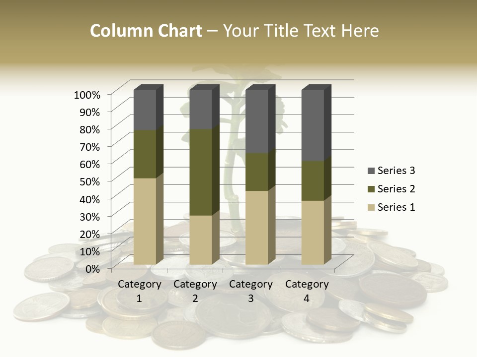 Coins And Plant Isolated On White Background PowerPoint Template