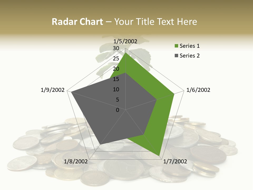 Coins And Plant Isolated On White Background PowerPoint Template