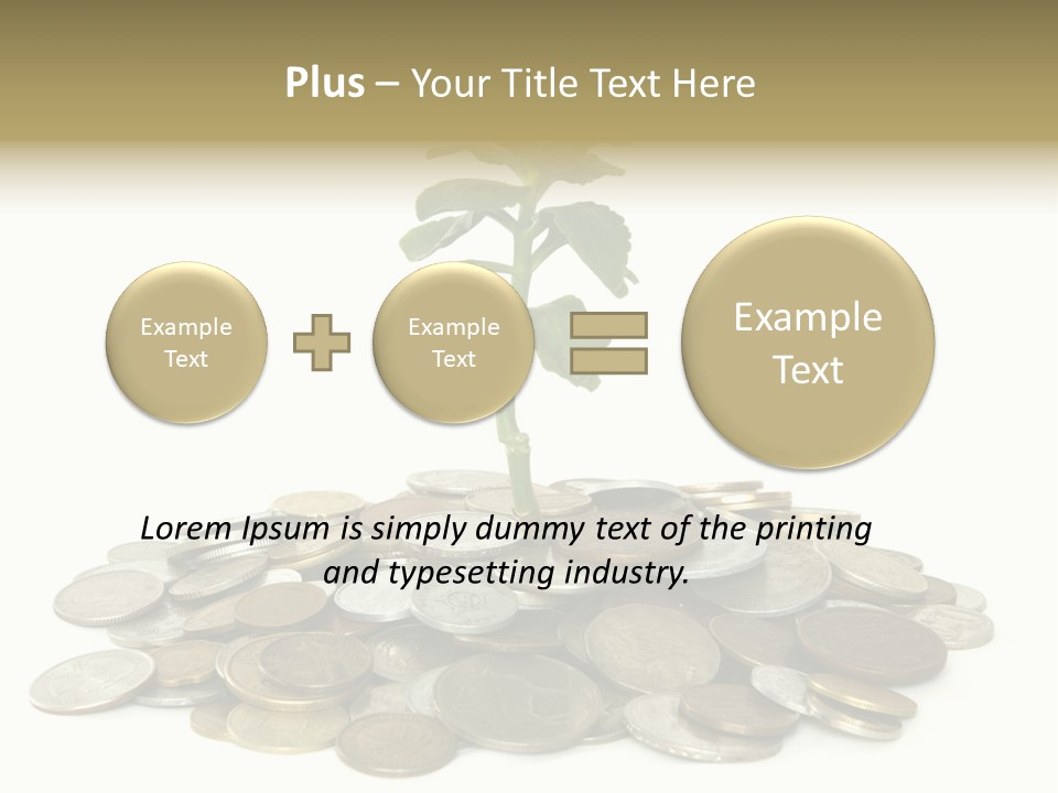 Coins And Plant Isolated On White Background PowerPoint Template