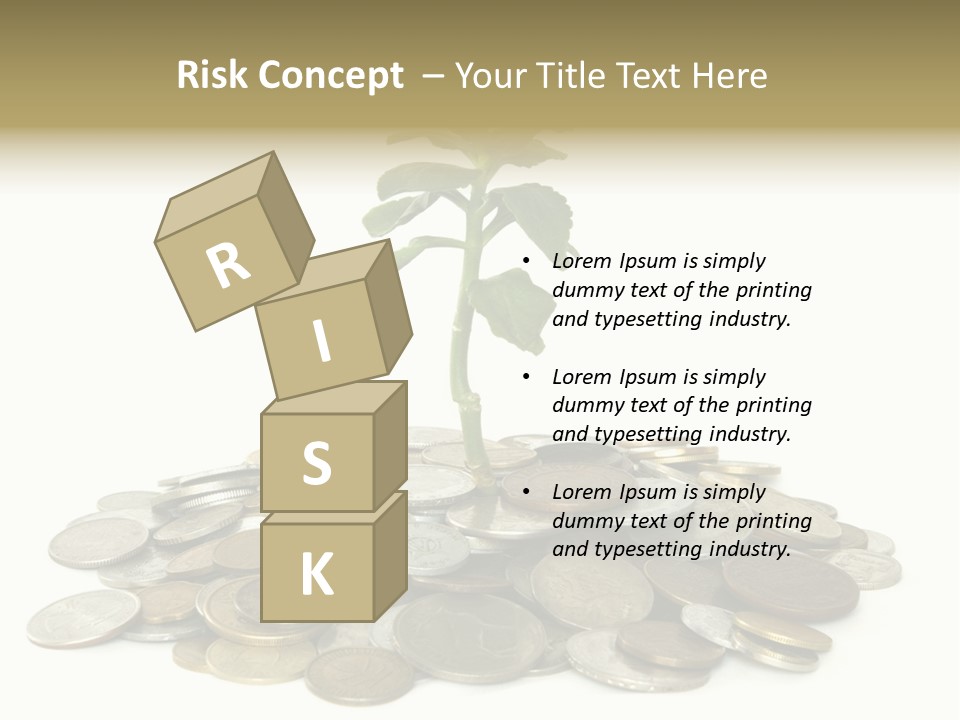 Coins And Plant Isolated On White Background PowerPoint Template