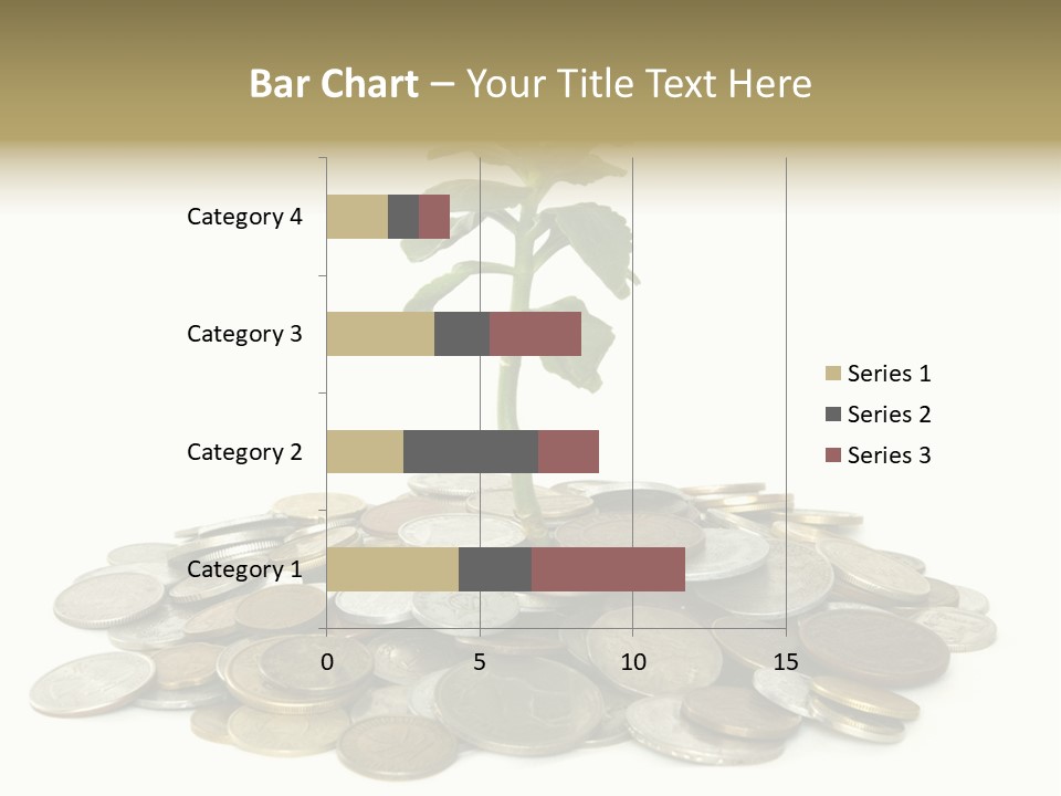 Coins And Plant Isolated On White Background PowerPoint Template