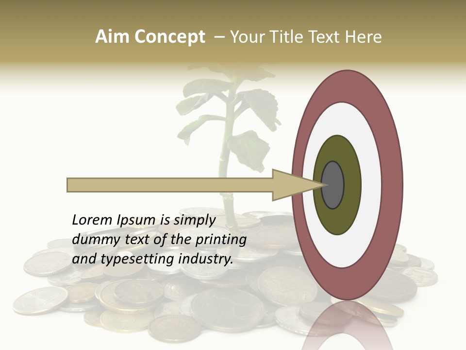 Coins And Plant Isolated On White Background PowerPoint Template
