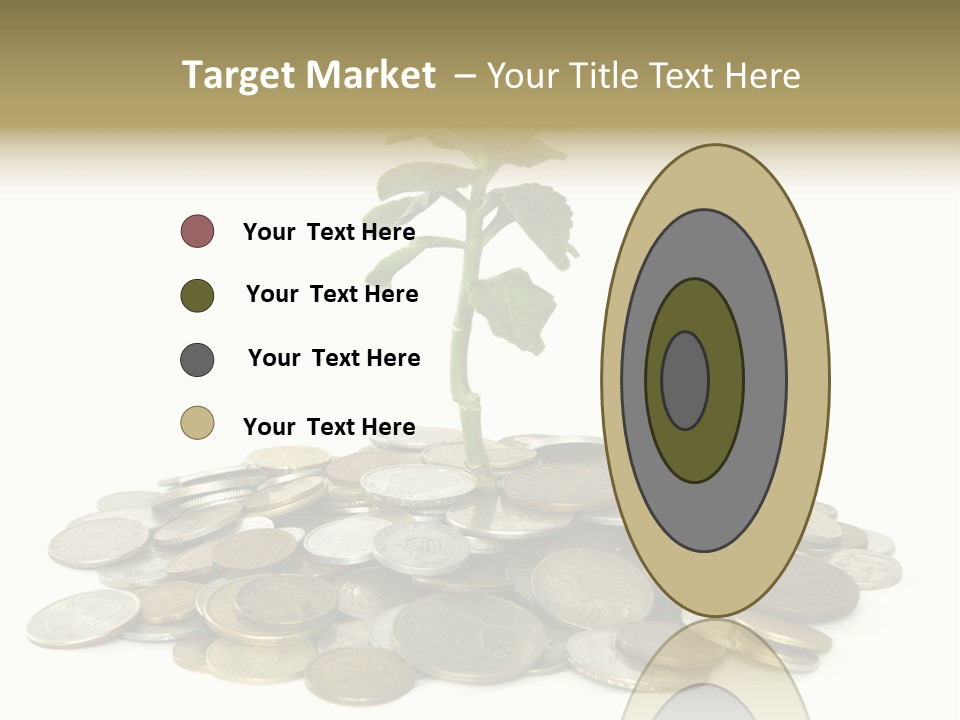 Coins And Plant Isolated On White Background PowerPoint Template