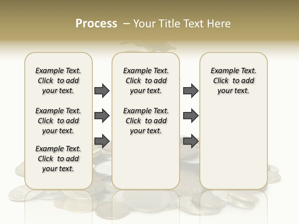 Coins And Plant Isolated On White Background PowerPoint Template