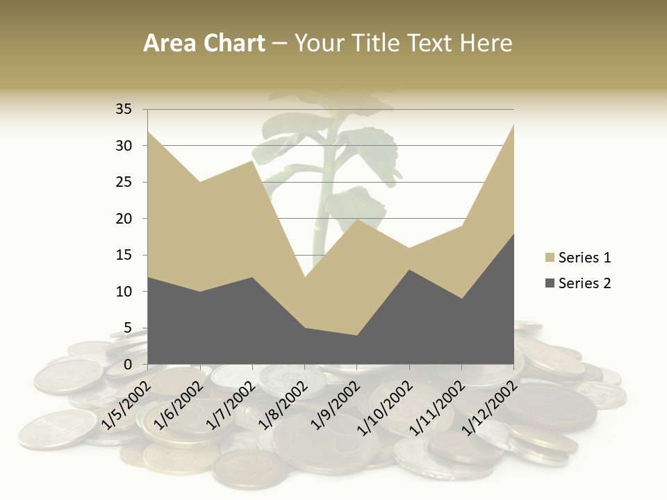 Coins And Plant Isolated On White Background PowerPoint Template