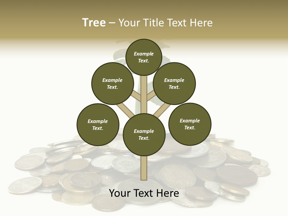 Coins And Plant Isolated On White Background PowerPoint Template